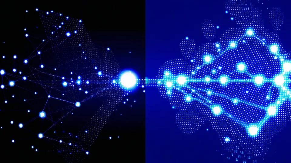 Abstract representation of edge and cloud compute nodes in a distributed inference network